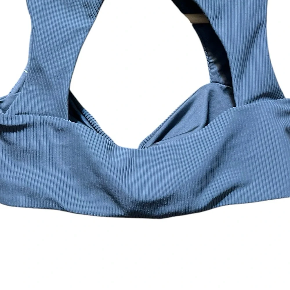 Frankies Bikinis NWT Gray Ronnie‎ Ribbed Neck Tie Top Size Small